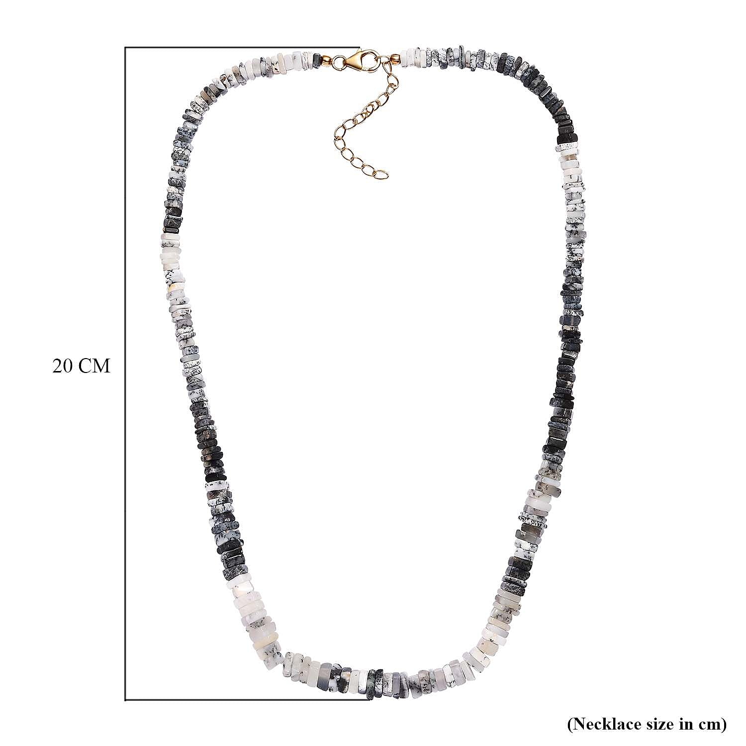 One Time Deal- Dendritic Opal Necklace (Size - 18) in 18K Yellow Gold Vermeil Plated Sterling Silver 114.47 Ct