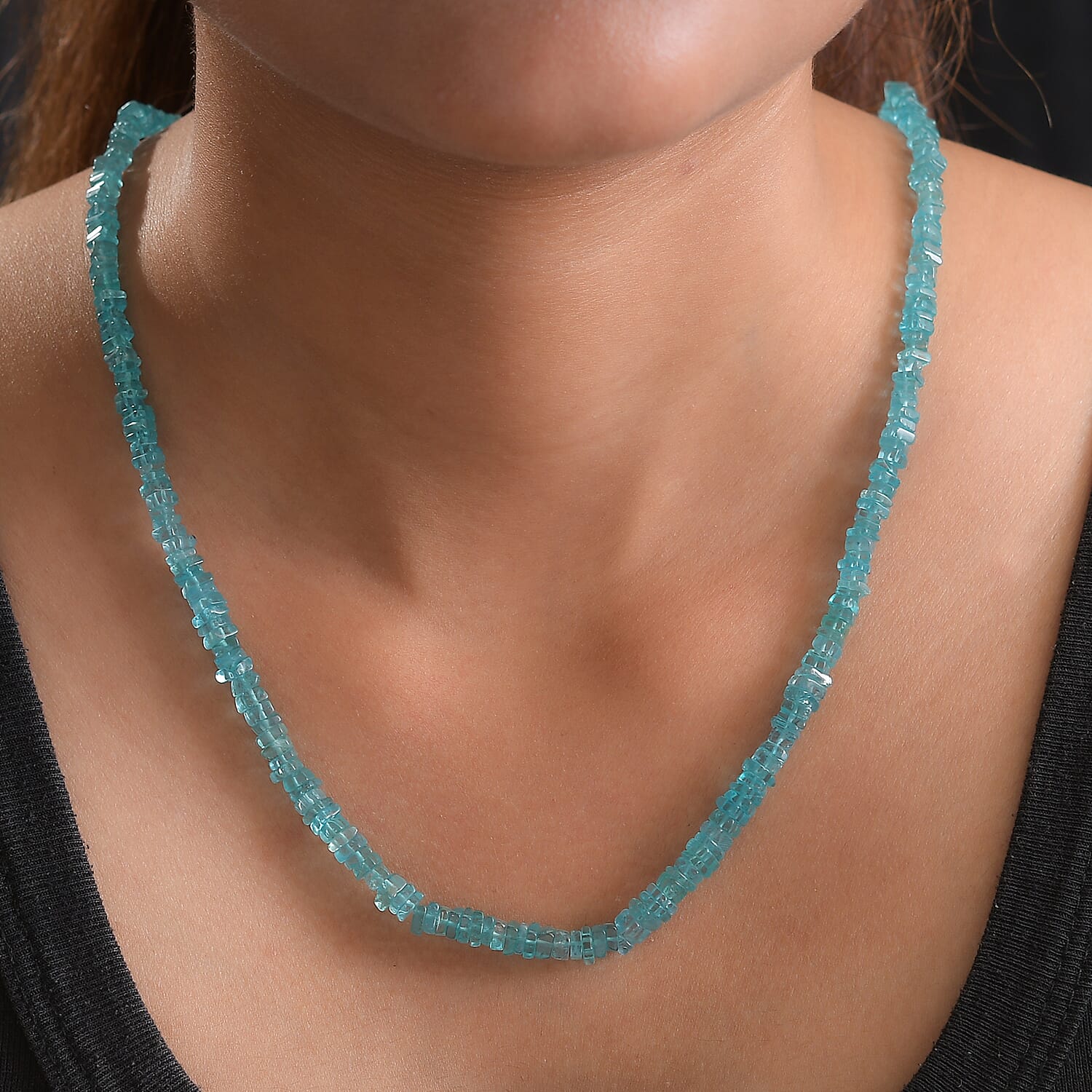 Blue Apatite Necklace (Size - 18) in 18K Yellow Gold Vermeil Plated Sterling Silver 98.63 Ct