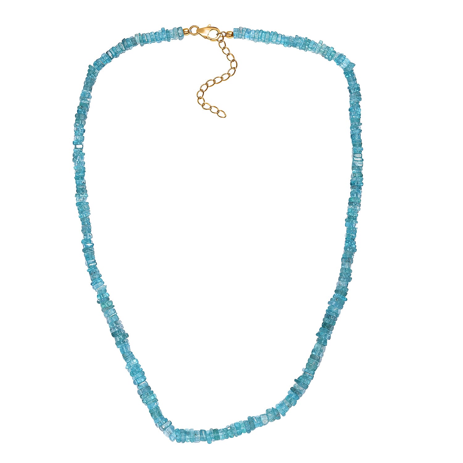 Blue Apatite Necklace (Size - 18) in 18K Yellow Gold Vermeil Plated Sterling Silver 98.63 Ct
