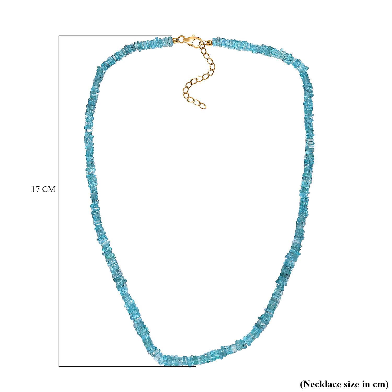Blue Apatite Necklace (Size - 18) in 18K Yellow Gold Vermeil Plated Sterling Silver 98.63 Ct