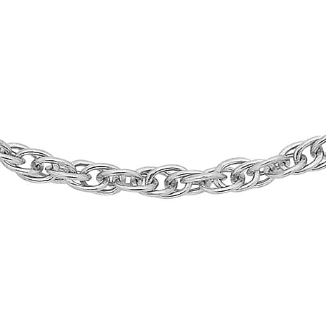 18K White Gold Prince of Wales Chain With Spring Ring Clasp (Adjustable Size - 18-20)