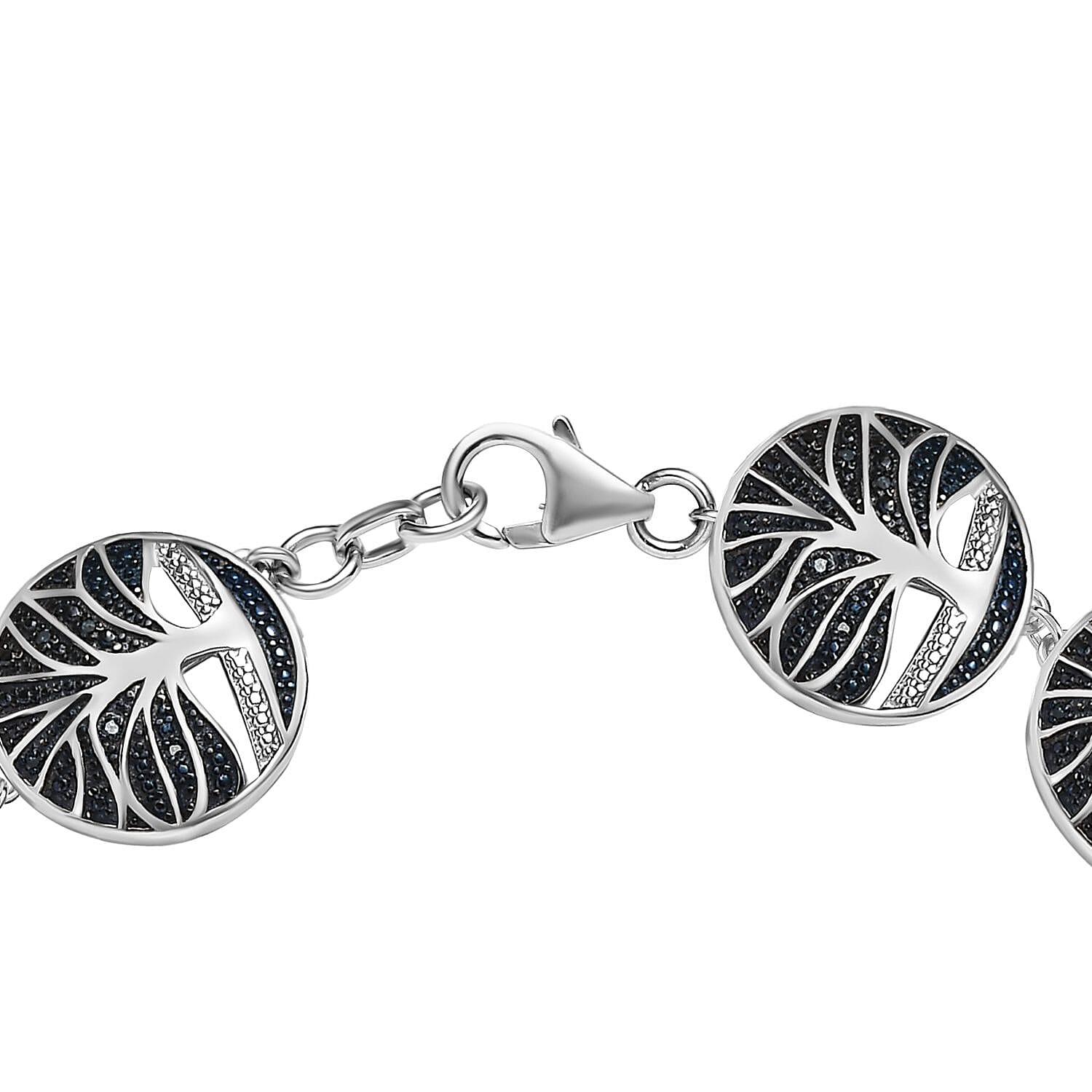 Designer Inspired - Blue Diamond Bracelet (Size - 8) in Platinum Overlay Sterling Silver, Silver Wt. 18.53 Gms