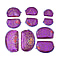 Set of 10 Multi-Purpose Embroidered Purses With Zipper - Purple