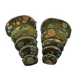 Set of 10 Multi-Purpose Embroidered Jewellery Bags With Zipper - Red & Black