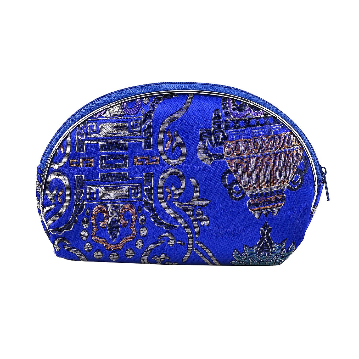 Set of 10 Multi-Purpose Embroidered Jewellery Box With Zipper - Royal Blue