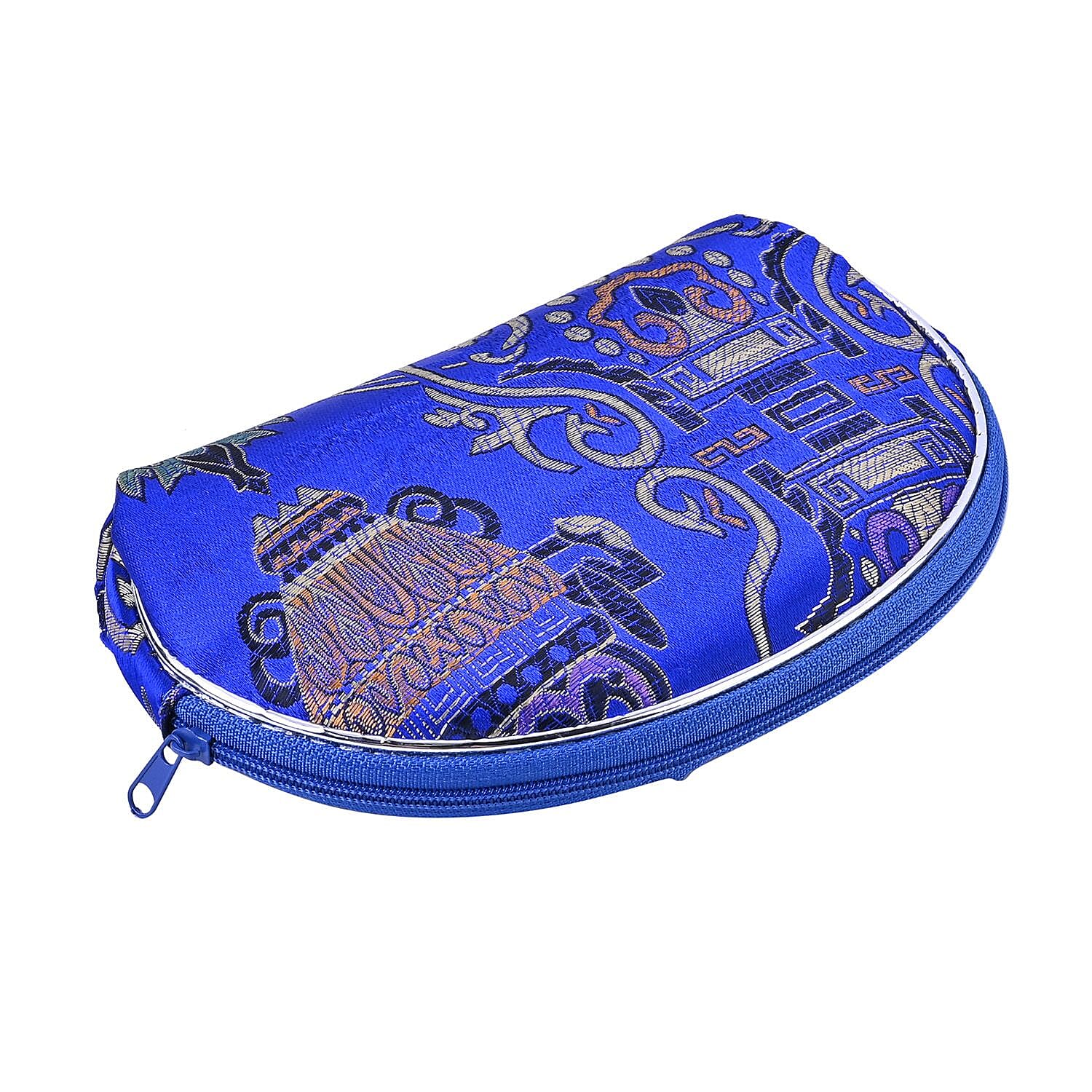 Set of 10 Multi-Purpose Embroidered Jewellery Box With Zipper - Royal Blue
