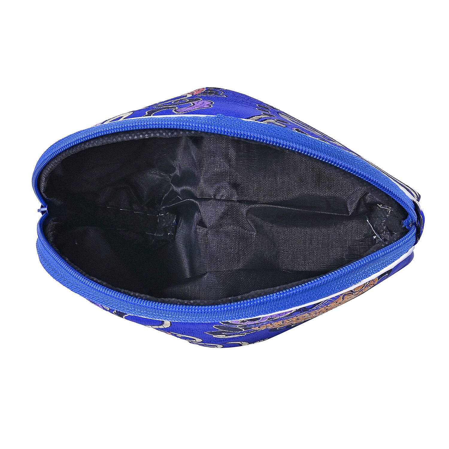 Set of 10 Multi-Purpose Embroidered Jewellery Box With Zipper - Royal Blue