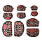 Set of 10 Multi-Purpose Embroidered Jewellery Bags With Zipper - Red & Black
