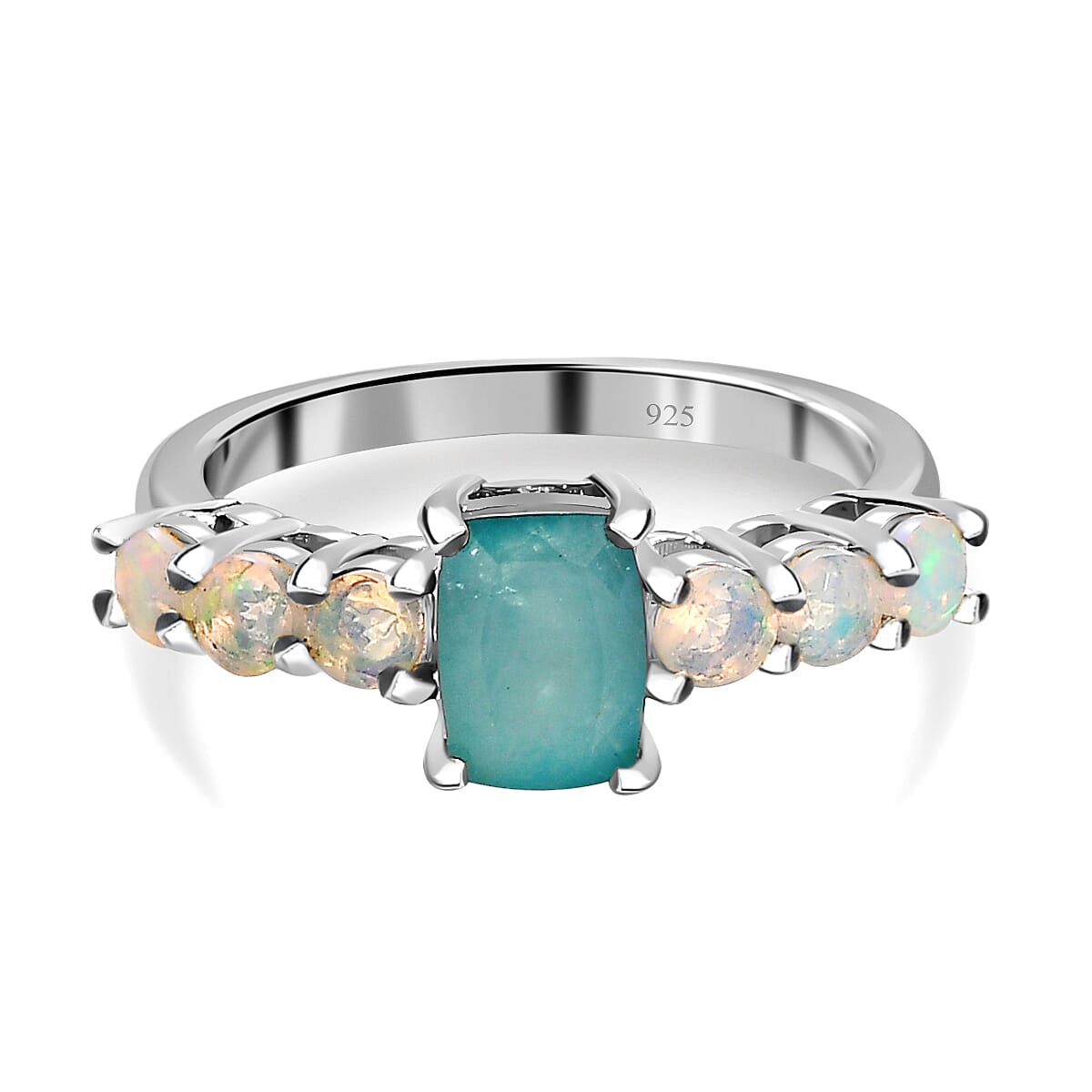 Grandidierite , Ethiopian Opal 7 Stone Look Ring in Platinum