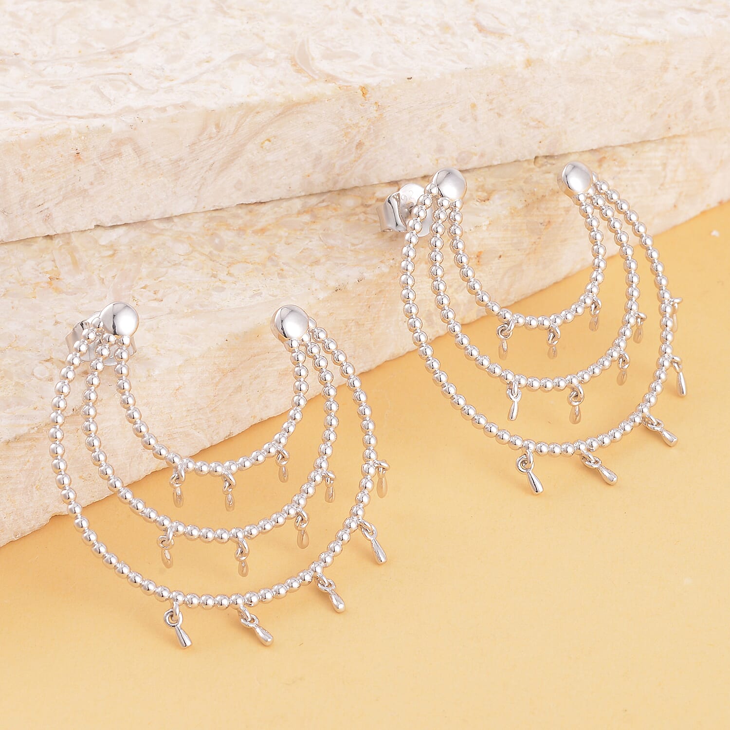 Lucy Q Bubble Drip Collection - Rhodium Overlay Sterling Silver Earrings.