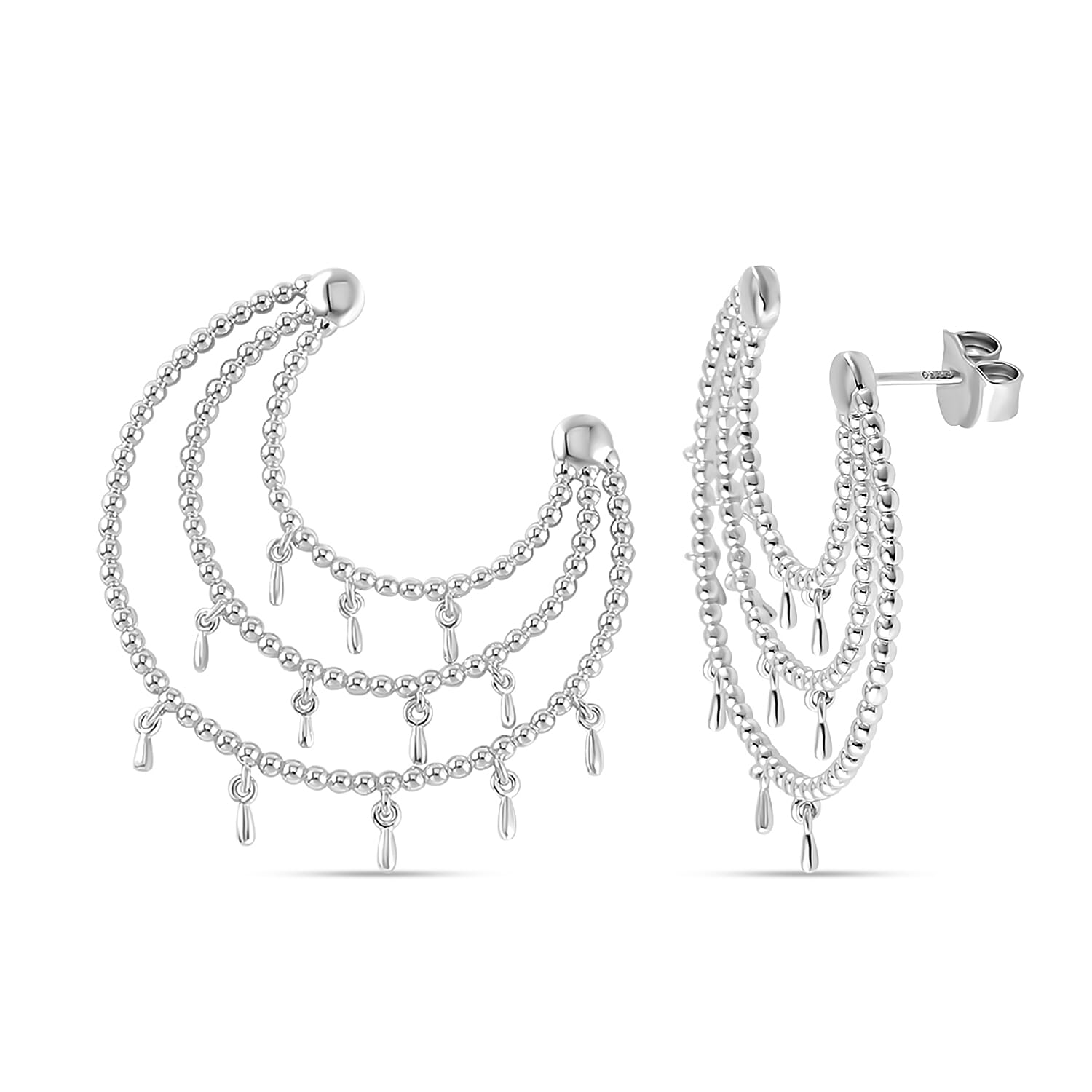 Lucy Q Bubble Drip Collection - Rhodium Overlay Sterling Silver Earrings.