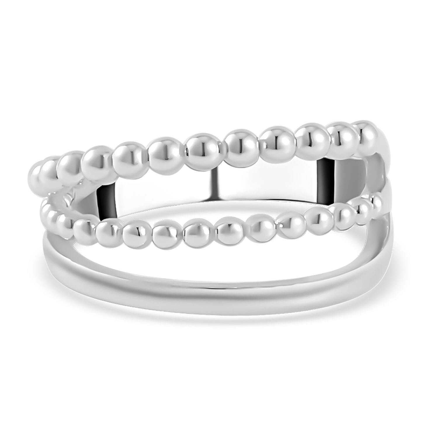 Lucy Q Bubble Drip Collection - Rhodium Overlay Sterling Silver 3 Row Band Ring