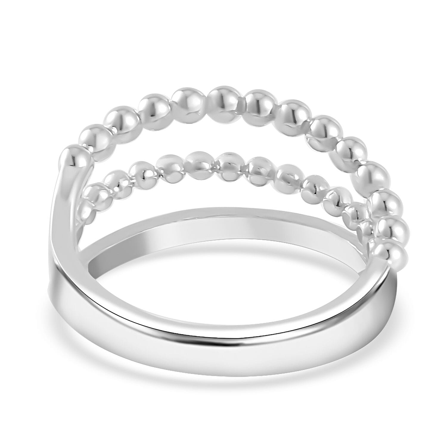 Lucy Q Bubble Drip Collection - Rhodium Overlay Sterling Silver 3 Row Band Ring