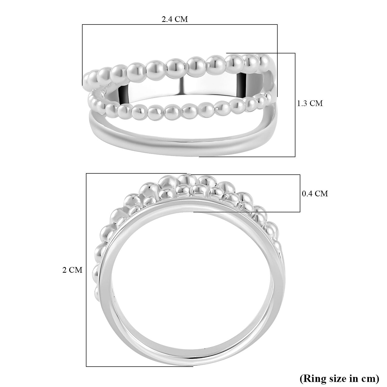 Lucy Q Bubble Drip Collection - Rhodium Overlay Sterling Silver 3 Row Band Ring