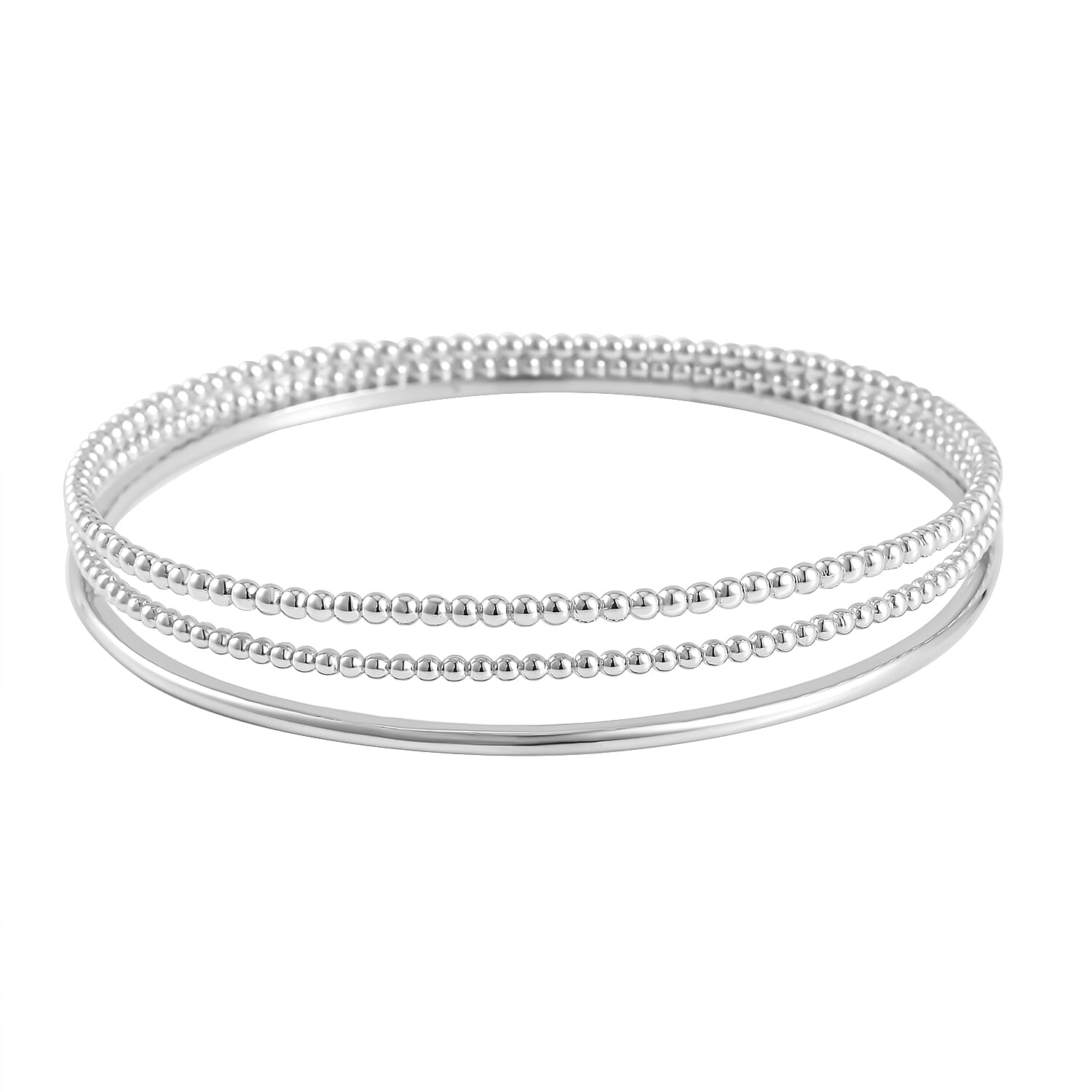Lucy Q Bubble Drip Collection - Rhodium Overlay Sterling Silver Bangle (Size 7.5), Silver wt. 17.50 Gms.