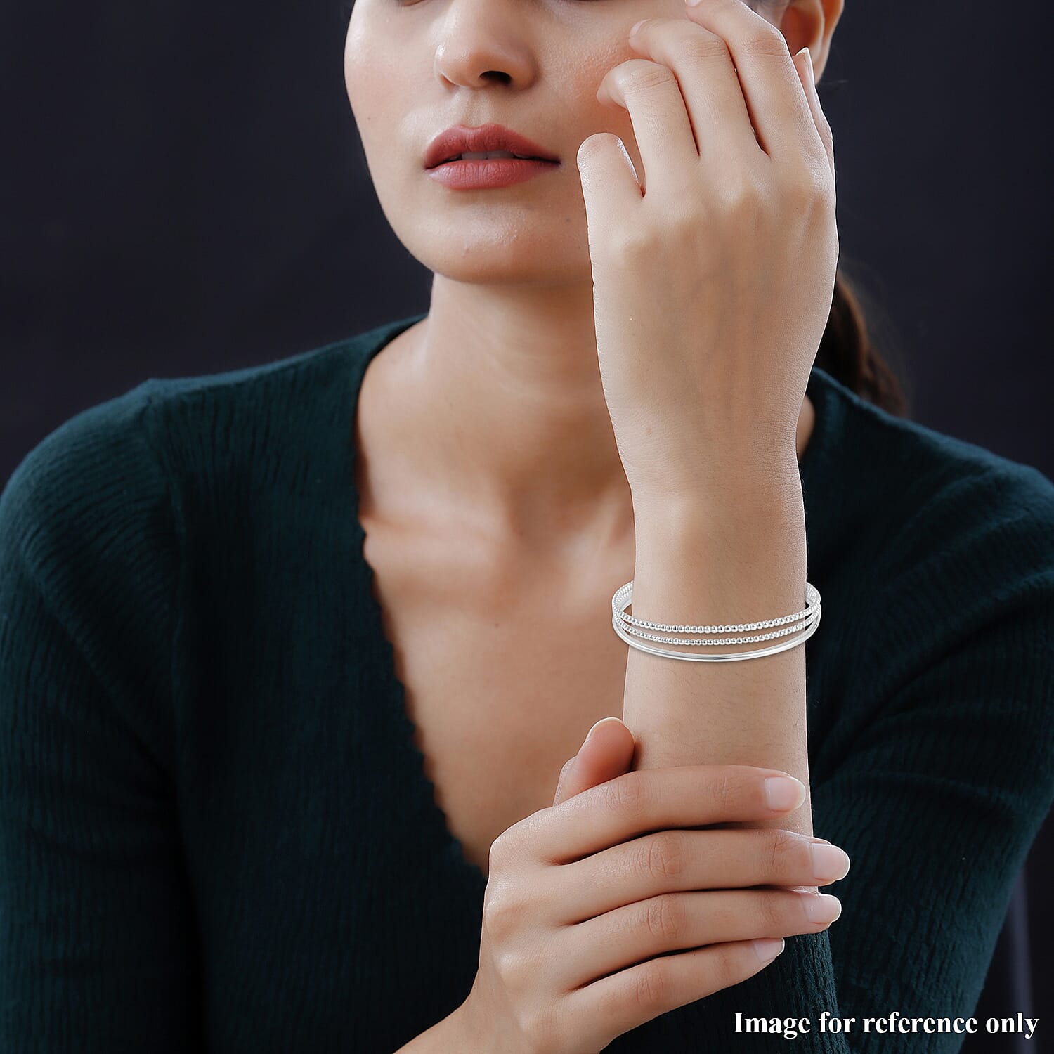 Lucy Q Bubble Drip Collection - Rhodium Overlay Sterling Silver Bangle (Size 7.5), Silver wt. 17.50 Gms.