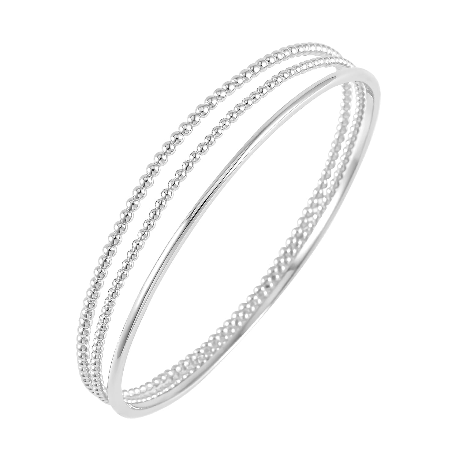 Lucy Q Bubble Drip Collection - Rhodium Overlay Sterling Silver Bangle (Size 7.5), Silver wt. 17.50 Gms.