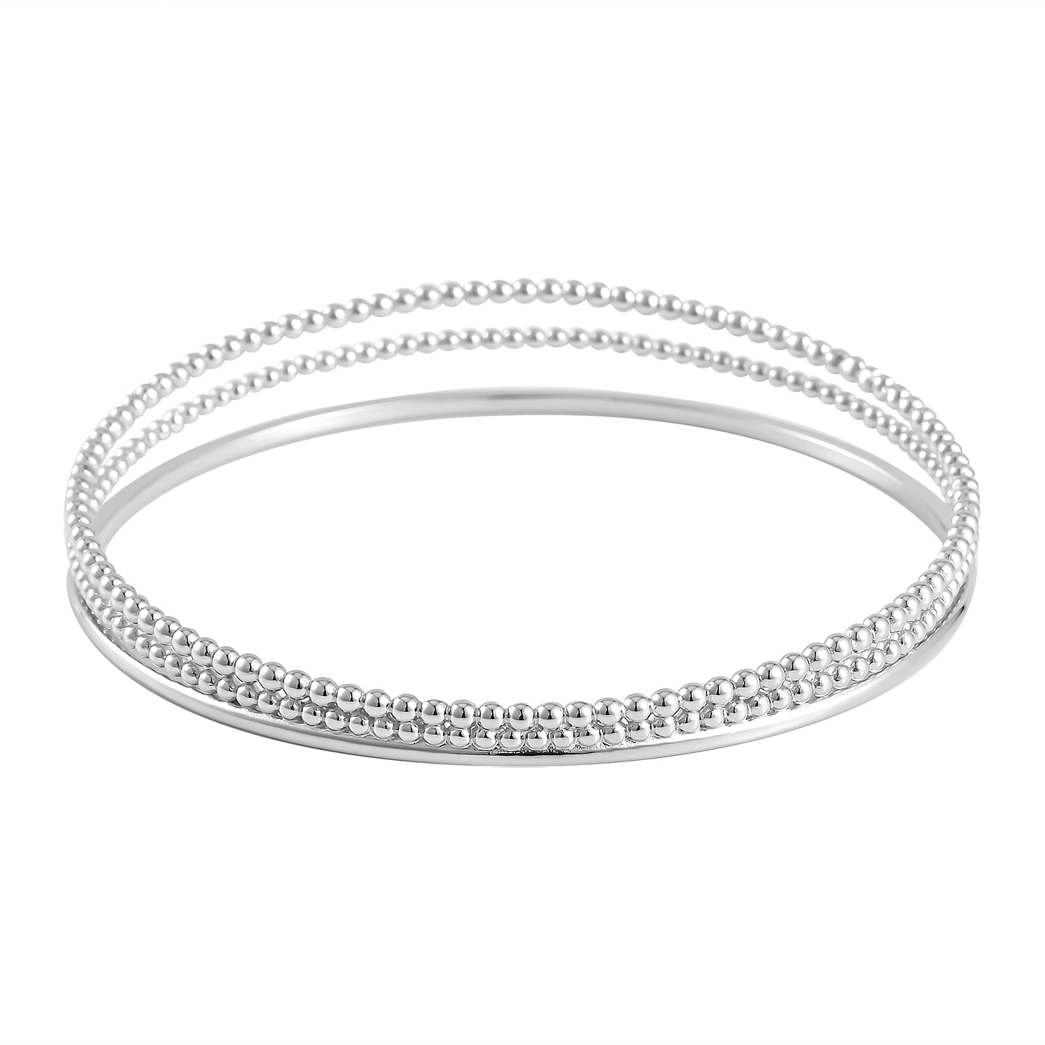 Lucy Q Bubble Drip Collection - Rhodium Overlay Sterling Silver Bangle (Size 7.5), Silver wt. 17.50 Gms.
