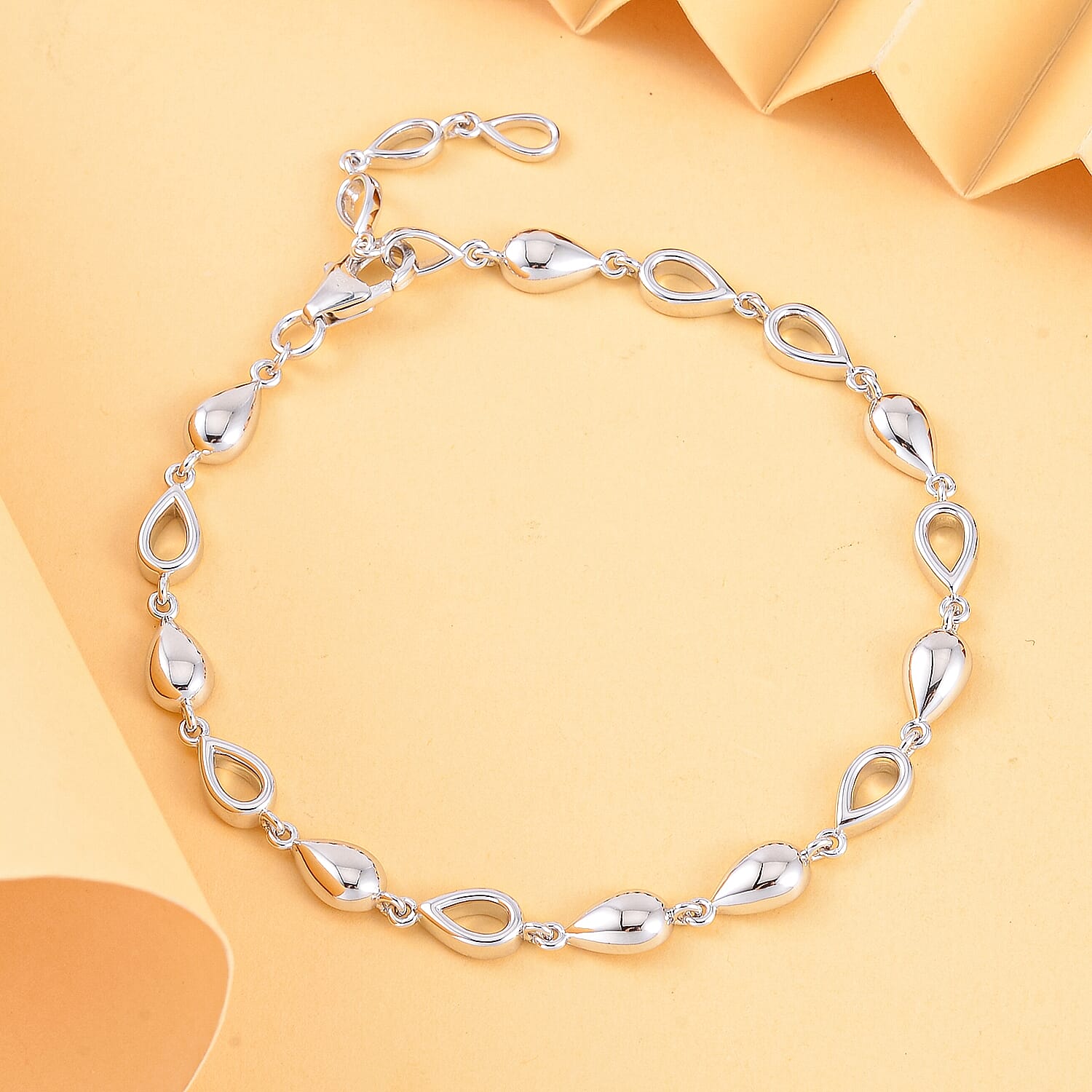Lucy Q Drip Collection - Rhodium Overlay Sterling Silver Bracelet (Size - 8)