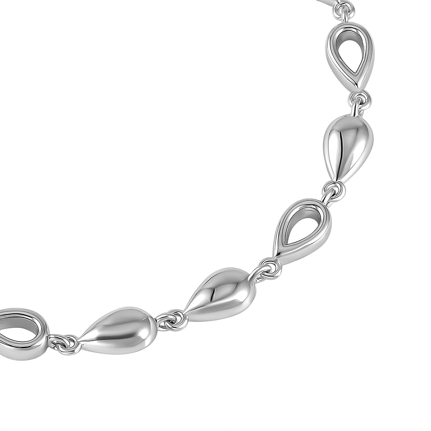 Lucy Q Drip Collection - Rhodium Overlay Sterling Silver Bracelet (Size - 8)