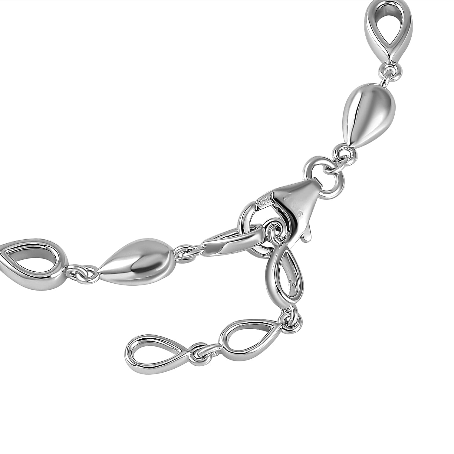 Lucy Q Drip Collection - Rhodium Overlay Sterling Silver Bracelet (Size - 8)