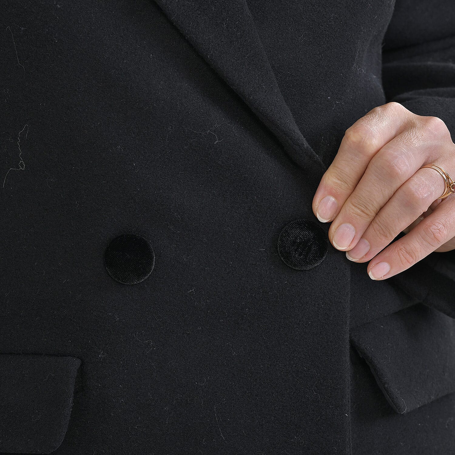 Houndstooth Pattern Longline Coat (Size S-12) - Black & White