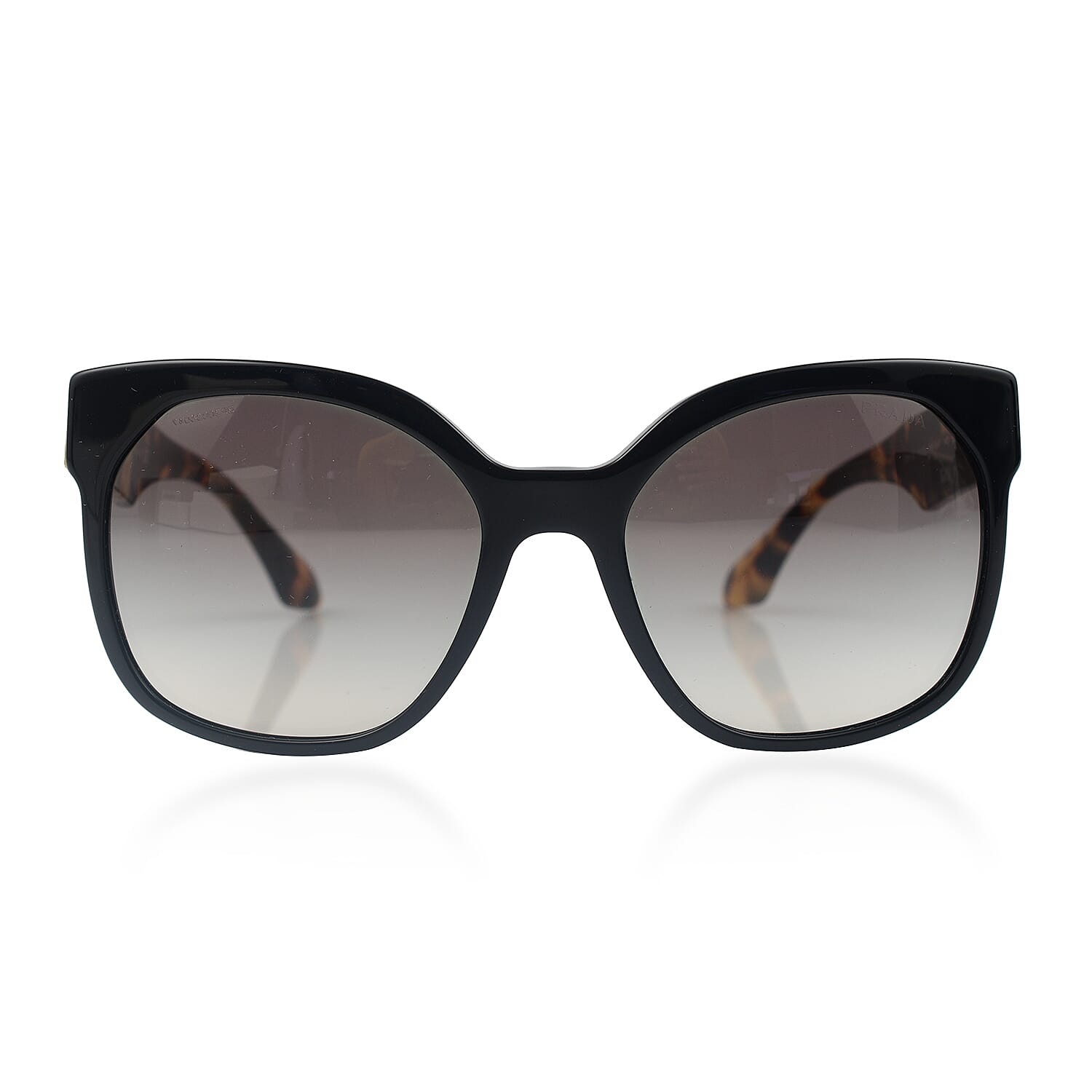 Summer Closeout PRADA Square Edge Tortoise side Sunglasses  - Black