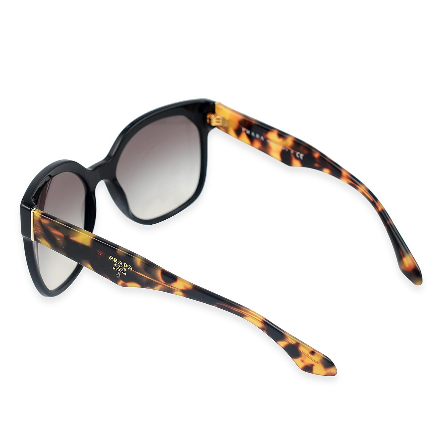 Summer Closeout PRADA Square Edge Tortoise side Sunglasses  - Black