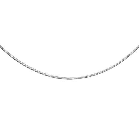 18K White Gold Round Snake Chain With Spring Ring Clasp (Size - 16)