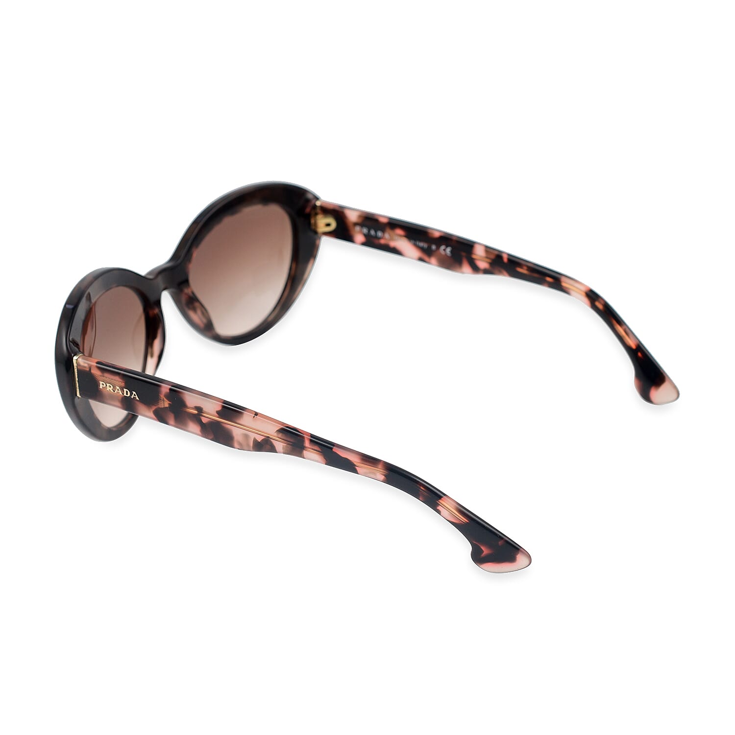 Summer Closeout PRADA Brown Cat Eyed Sunglasses - Black