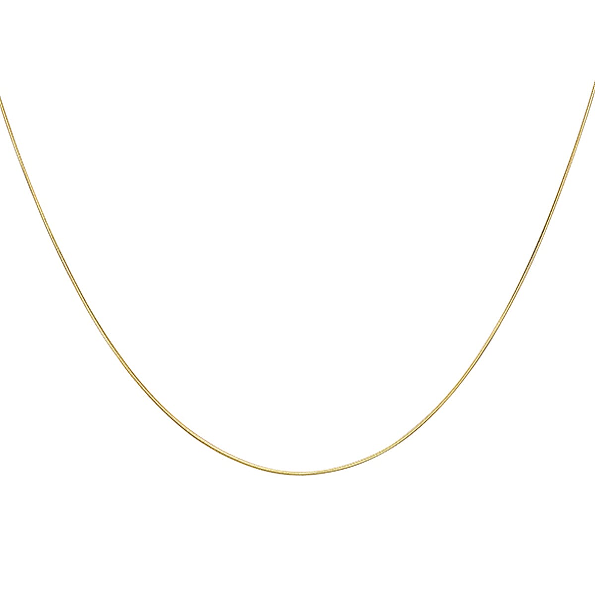 18K Yellow Gold Mini Round Snake Chain With Spring Ring Clasp (Size - 16)