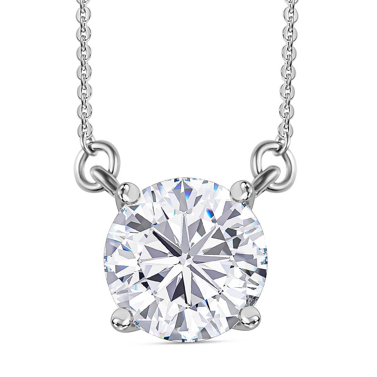  White Cubic Zirconia Fancy Necklace (Size - 20) in Platinum Overlay Sterling Silver 1.46 ct 3.480 Ct.