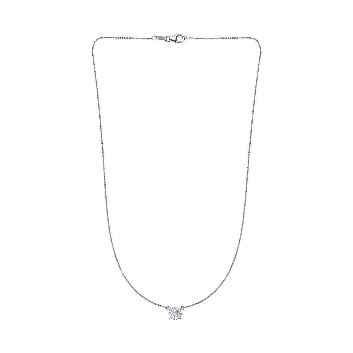  White Cubic Zirconia Fancy Necklace (Size - 20) in Platinum Overlay Sterling Silver 1.46 ct 3.480 Ct.