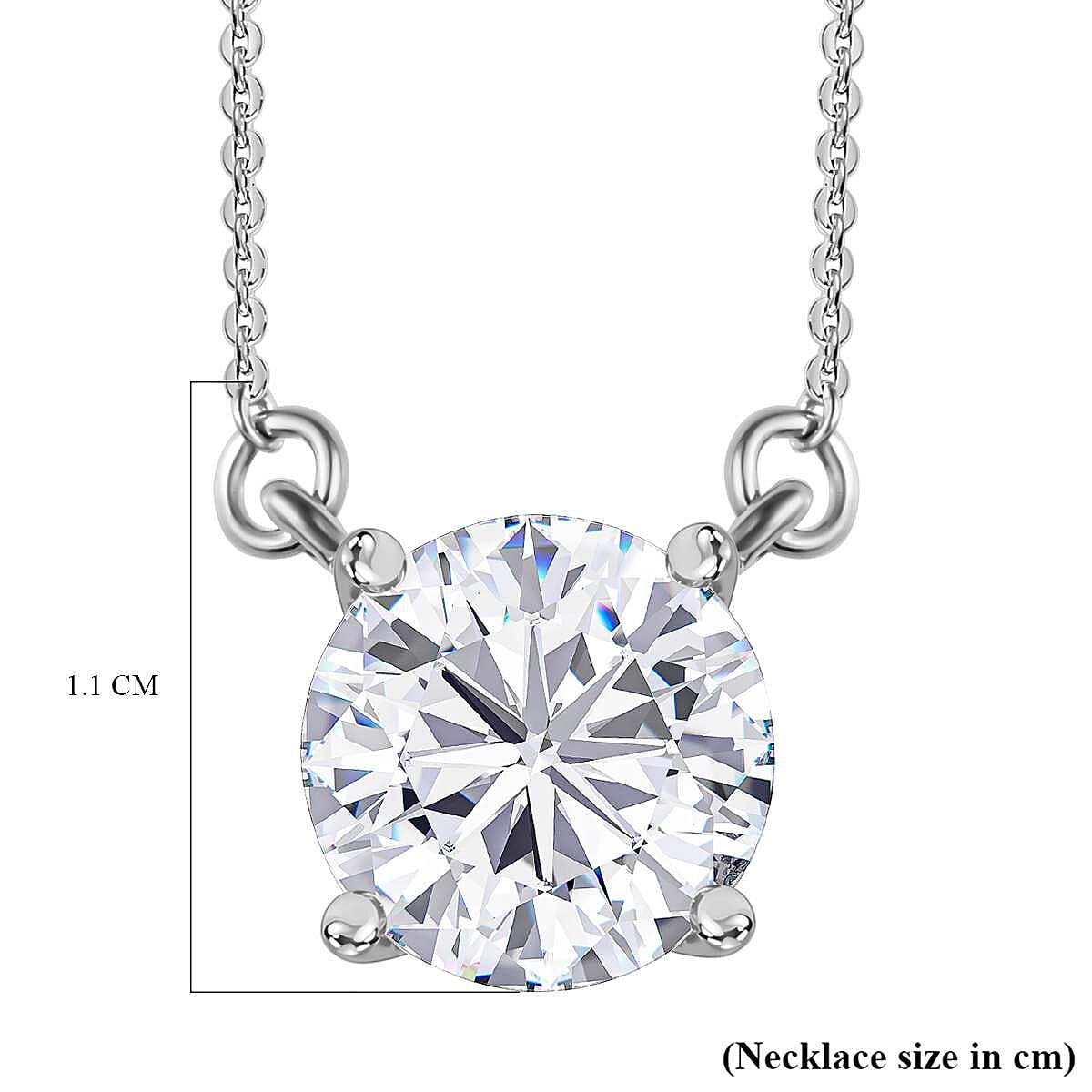  White Cubic Zirconia Fancy Necklace (Size - 20) in Platinum Overlay Sterling Silver 1.46 ct 3.480 Ct.