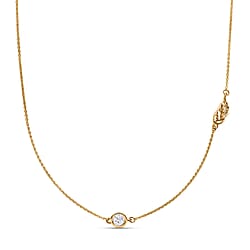 Cubic Zirconia Solitaire Necklace (Size - 20) in 18K Yellow Gold Vermeil Plated Sterling Silver