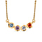 White Cubic Zirconia , Multi gemstones Fancy Necklace (Size - 20) in Vermeil YG Sterling Silver 0.60 ct  0.862  Ct.