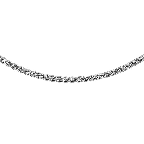 18K White Gold Spiga With Spring Ring Clasp Chain (Adjustable Size -18- 20)