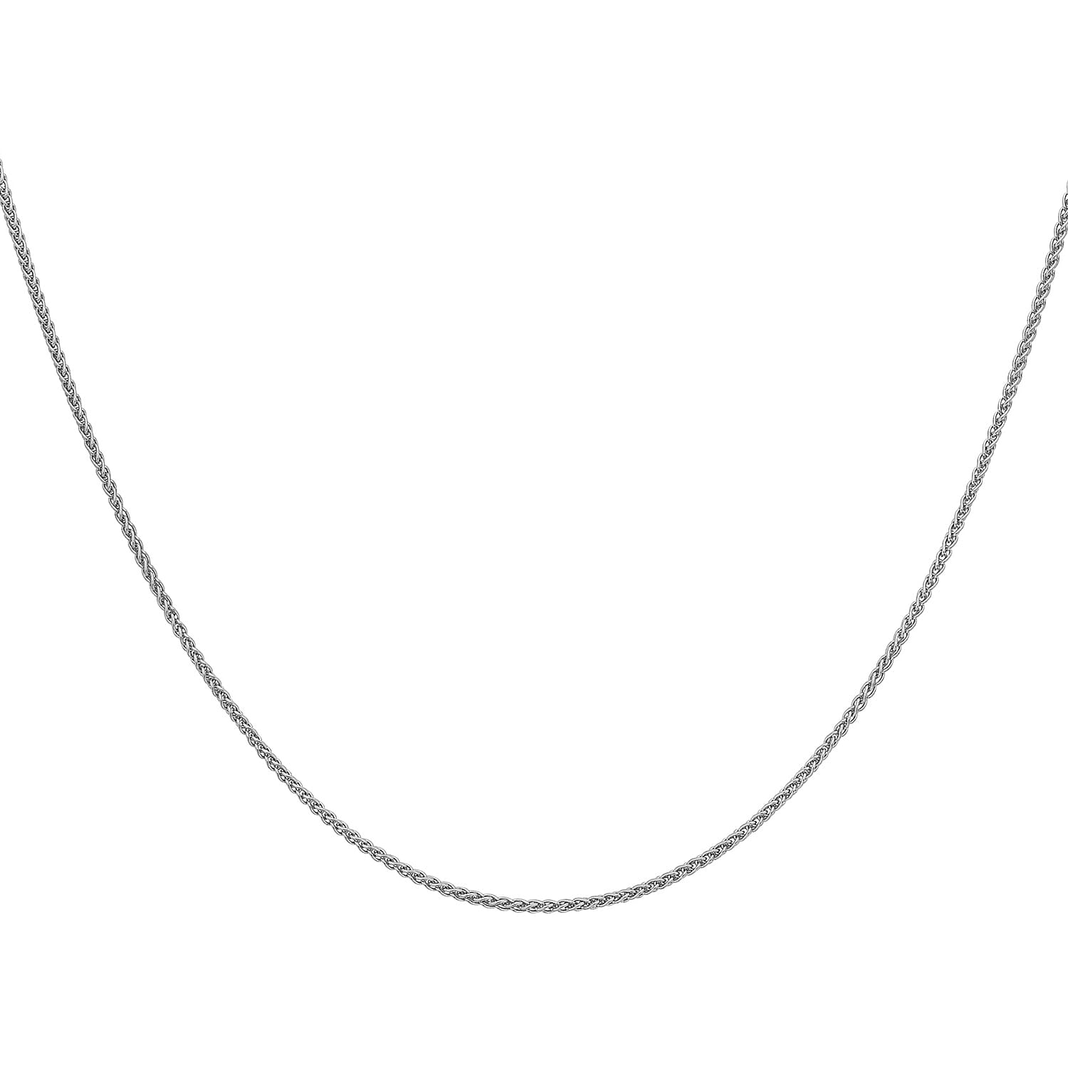 18K White Gold Spiga With Spring Ring Clasp Chain (Adjustable Size -18- 20)