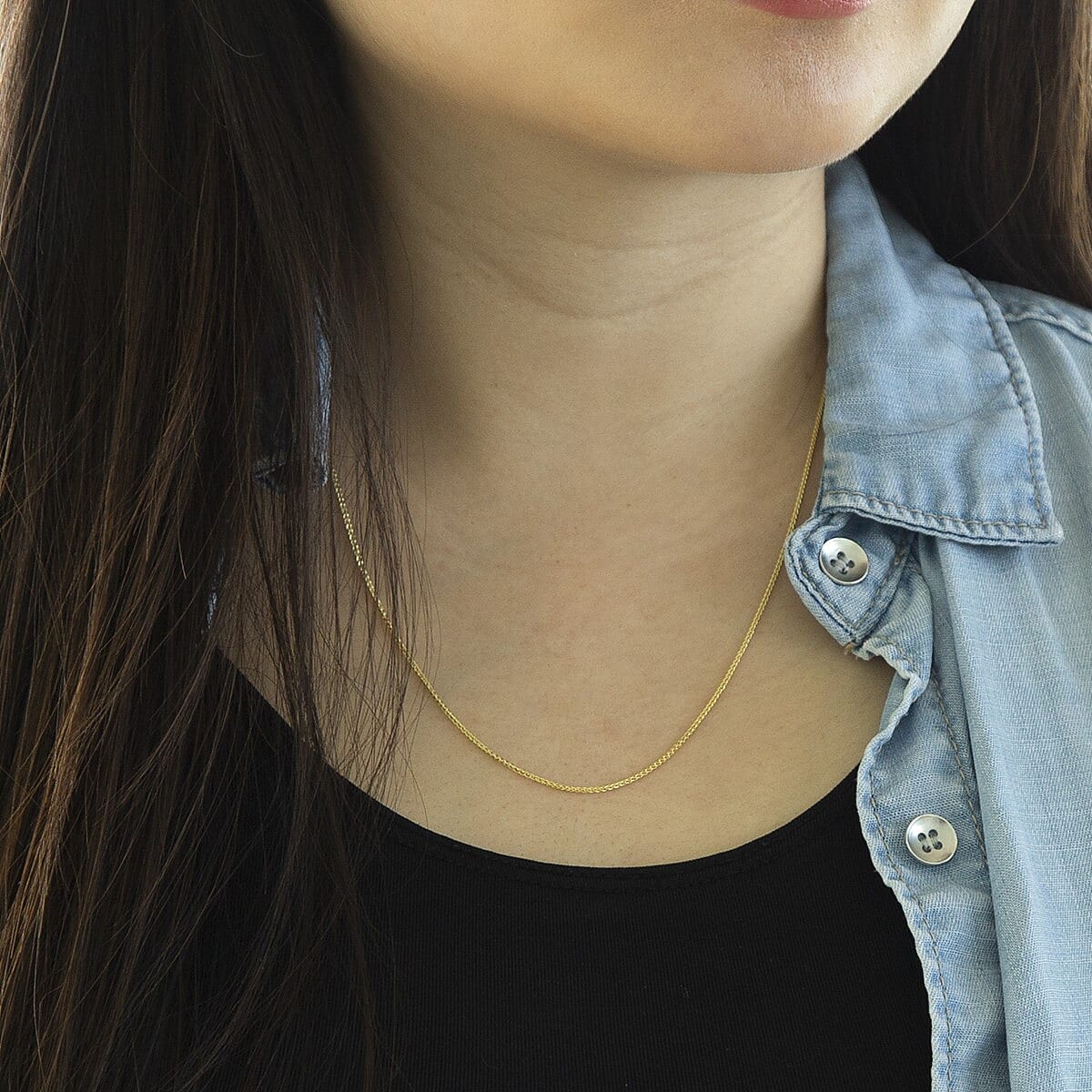 18K Yellow Gold Spiga Chain With Lobster Clasp (Size - 16)