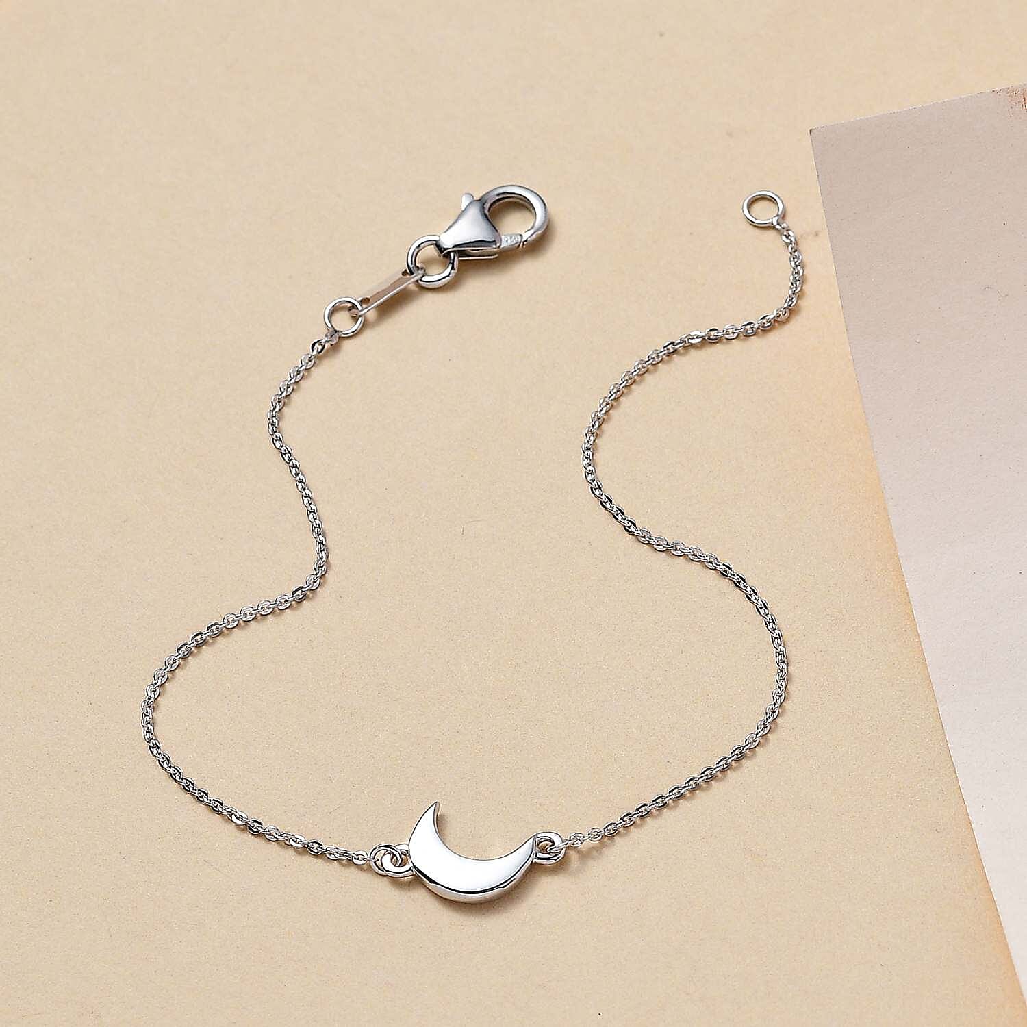 No Brand in Platinum Overlay Sterling Silver Chain Bracelet (Size - 7.5)