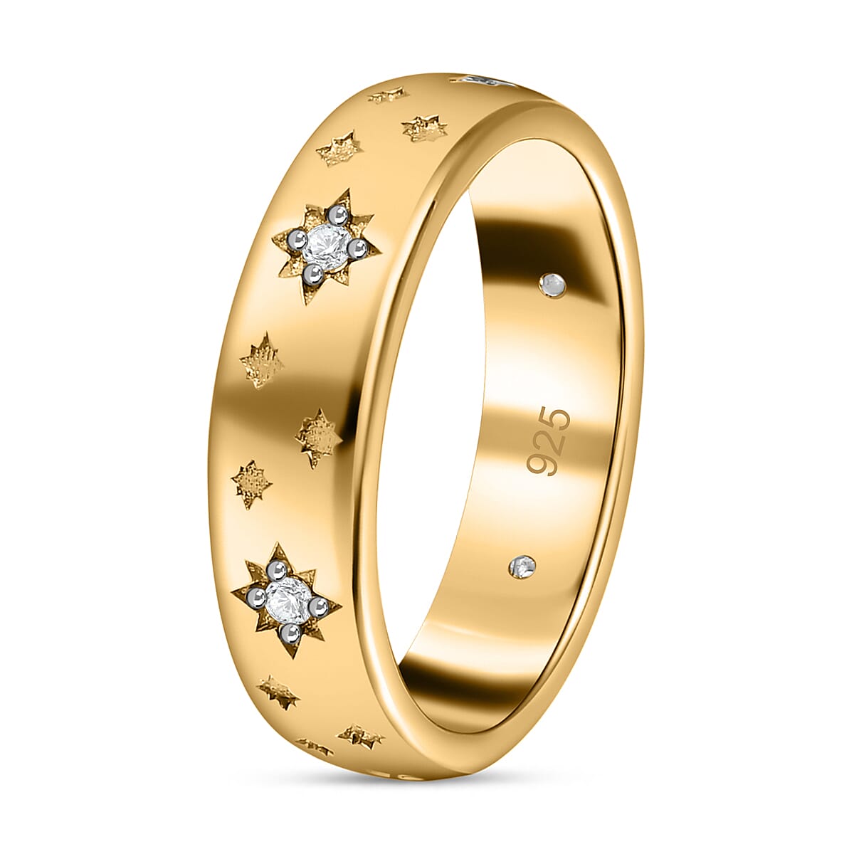 Cubic Zirconia Band Ring in 18K Yellow Gold Vermeil Plated Sterling Silver