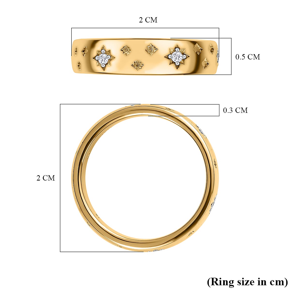 Cubic Zirconia Band Ring in 18K Yellow Gold Vermeil Plated Sterling Silver