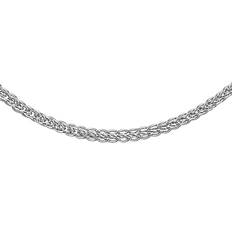 18K White Gold Slider Spiga Chain With Spring Ring Clasp (Size - 20 Adjustable)