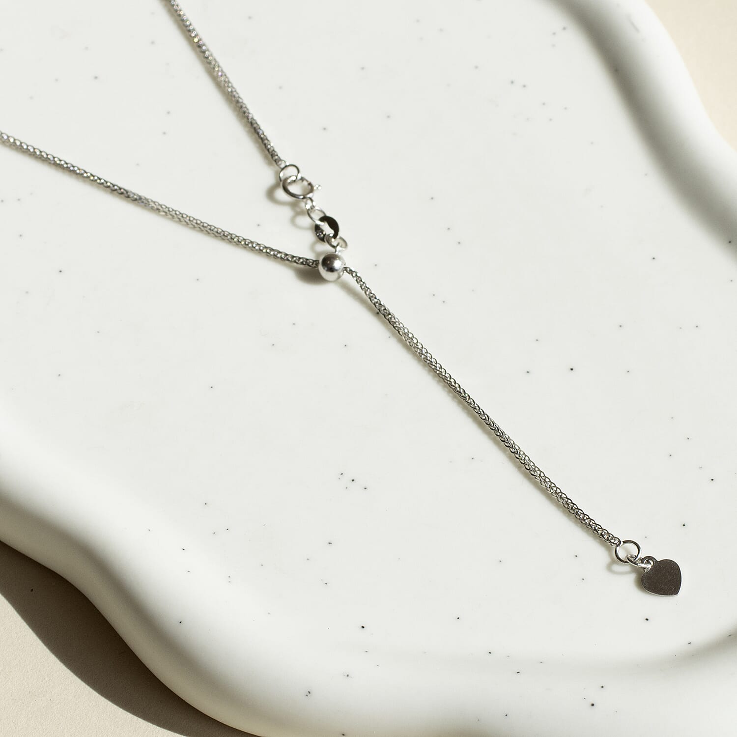 18K White Gold Slider Spiga Chain With Spring Ring Clasp (Size - 20 Adjustable)