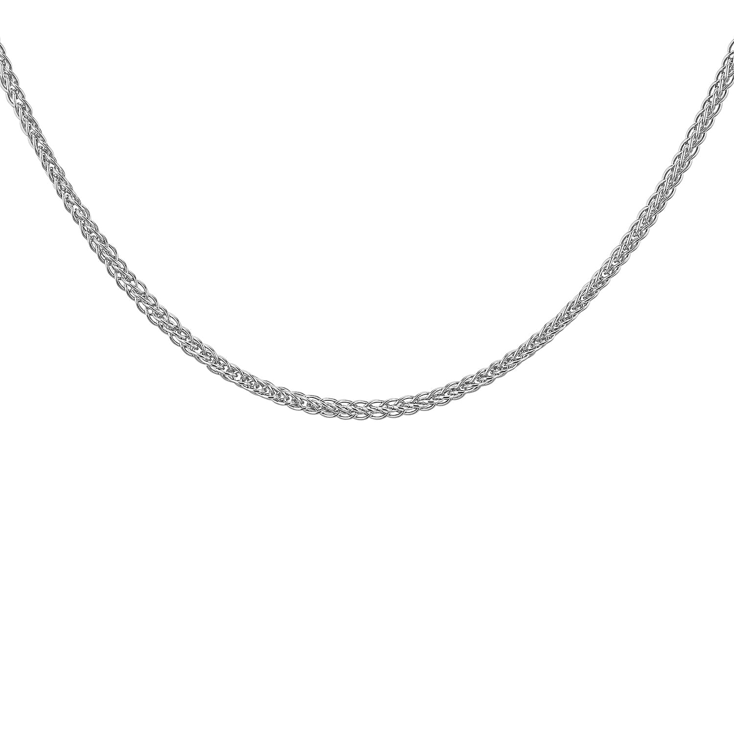 18K White Gold Slider Spiga Chain With Spring Ring Clasp (Size - 20 Adjustable)