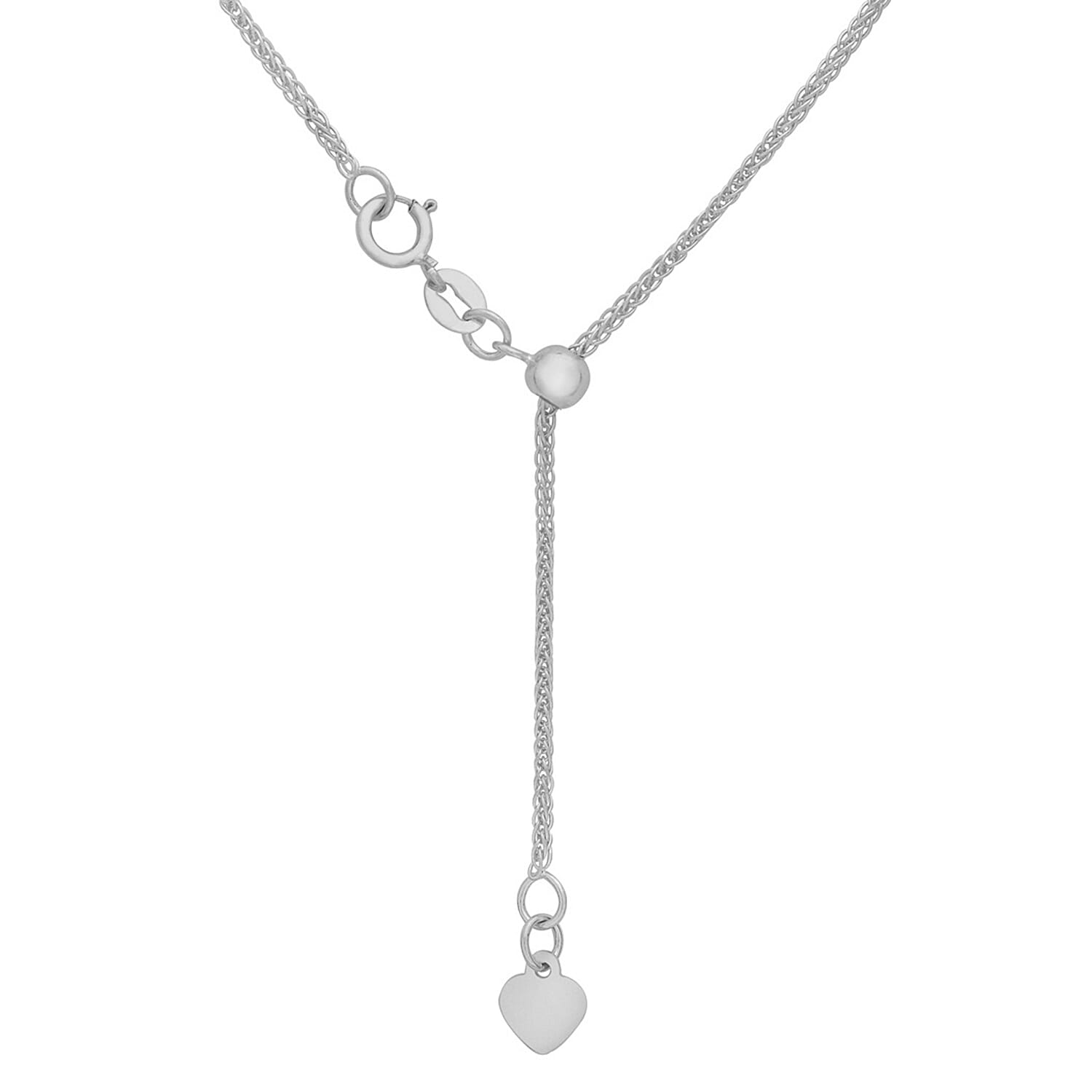 18K White Gold Slider Spiga Chain With Spring Ring Clasp (Size - 20 Adjustable)