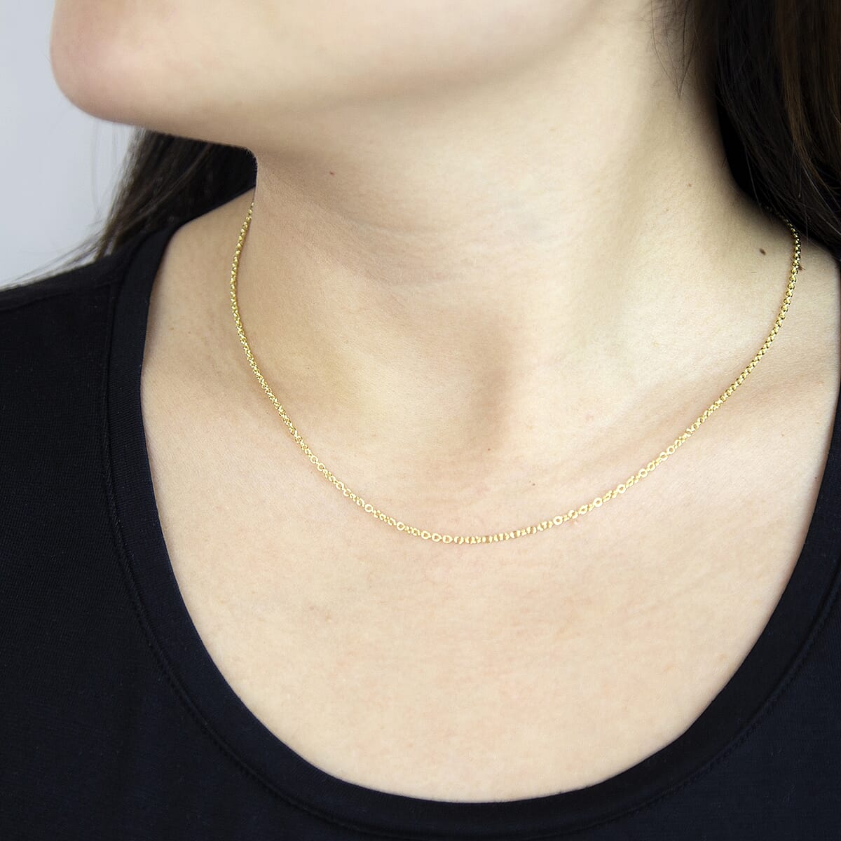 18K Yellow Gold Trace Chain With Spring Ring Clasp (Size - 16)