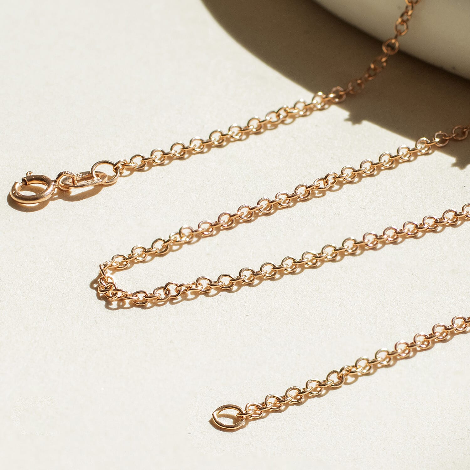 18K Rose Gold Trace Chain With Spring Ring Clasp (Size - 16)