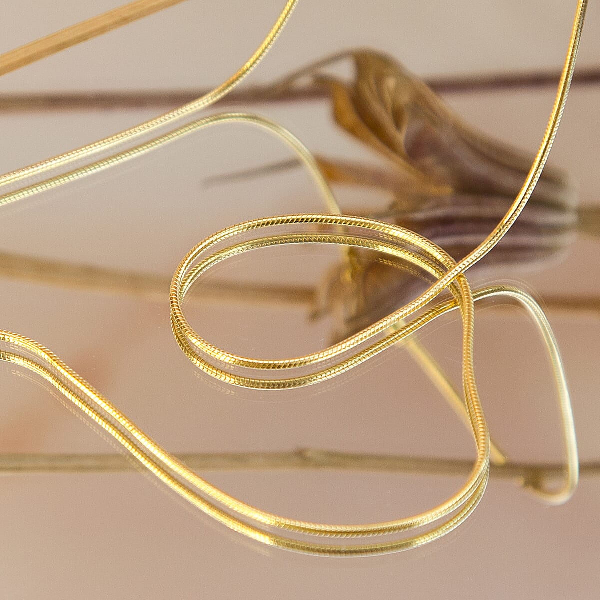 9K Yellow Gold Round Snake Chain With Spring Ring Clasp (Size - 16)