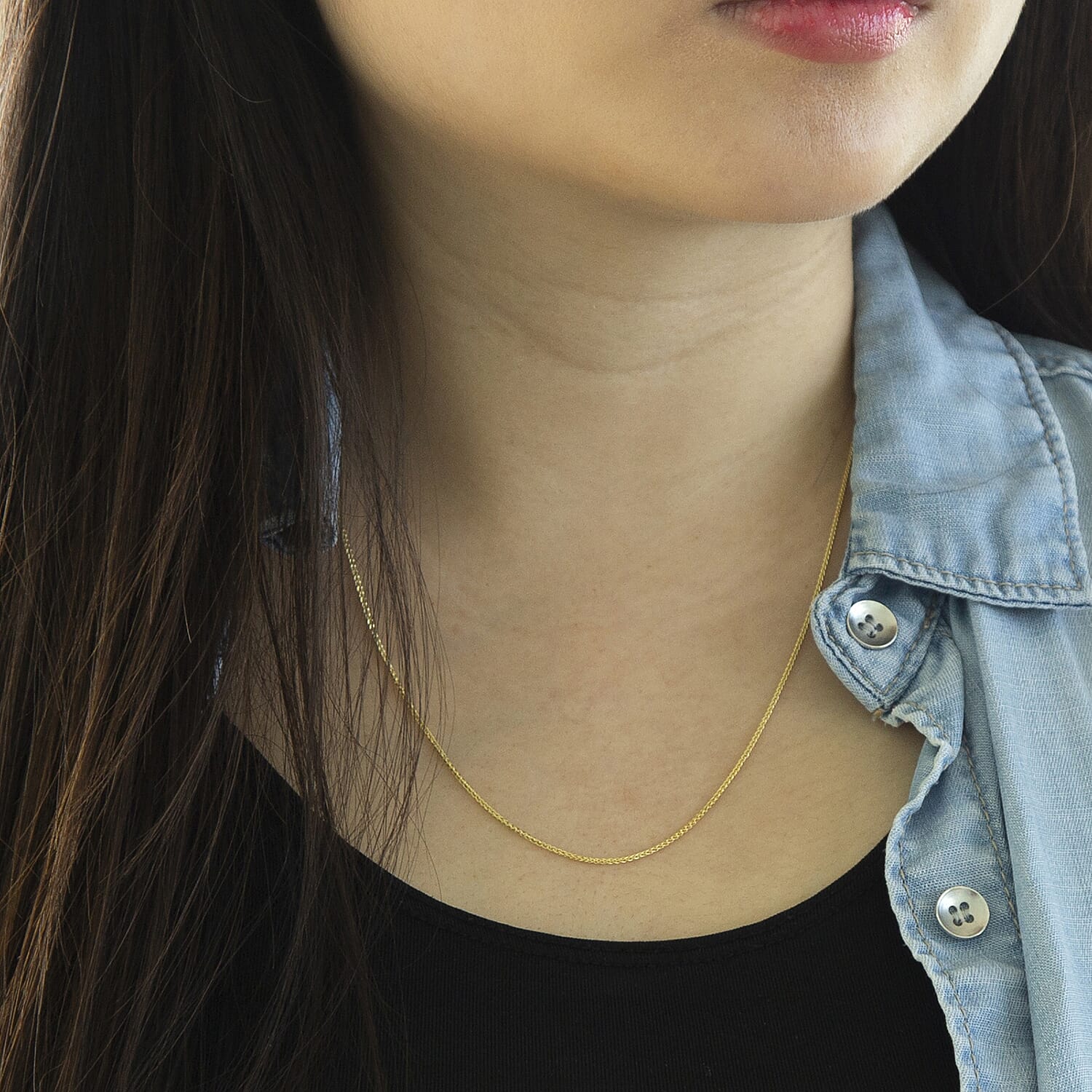 9K Yellow Gold Spiga Chain With Spring Ring Clasp (Size - 20)